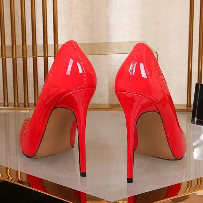 Damen Stiletto-Schuhe mit spitzer Zehenpartie, sexy Catwalk-Bankett, 12 cm Absatz WZ