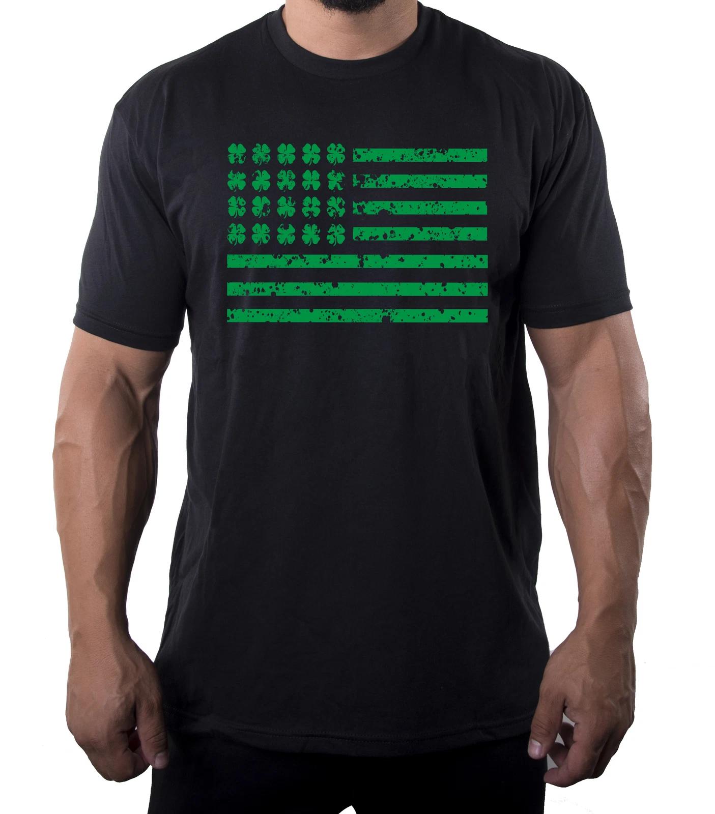 Clover Flag St Patty s Day Shirts, Black St Patrick s Day Clover Shirts for Men S