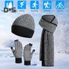 3 Pcs/Set Unisex Winter Beanie Scarf Gloves Set Thick Knitted Warm Cap Touchscreen Gloves Elastic Ear Protection Windproof Winter Outdoor Cycling