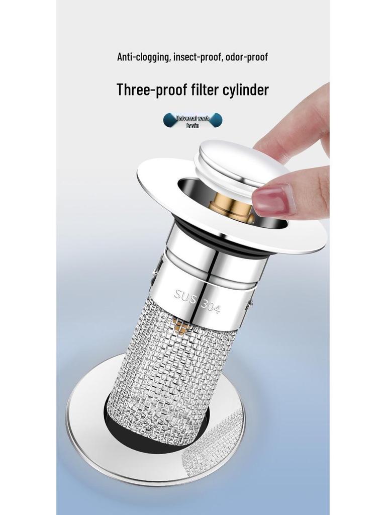 Universal Anti-Clog Bounce Filter Drain Stopper for Wash Basins
