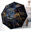 1pc Blue and Gold Ornate Lion Portrait Automatic Opening and Closing Umbrella - Suitable for Various Occasions, Outdoor Activities, Lightweight and Du