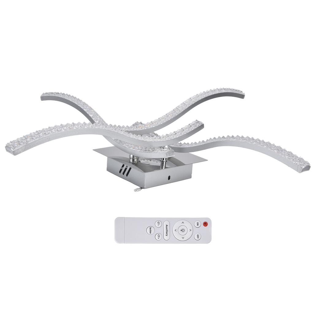 LED Ceiling Light 3 Colors Remote Control Dimmable 4 Strip Wave Shaped Ceiling Fixture AC 85?265V