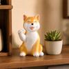 Dog Figurine with Neck Scarf Glossy Seated Compact for Office