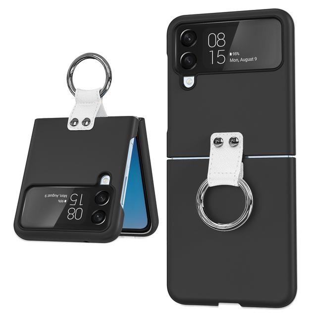 

Держатель для кольца на палец, матовый чехол для Samsung Galaxy Z Flip 4, 5g Flip4 Flip3 Flip 3, модный чехол с ремешком для телефона с защитой от падения for Samsung Z Flip 4 чёрный