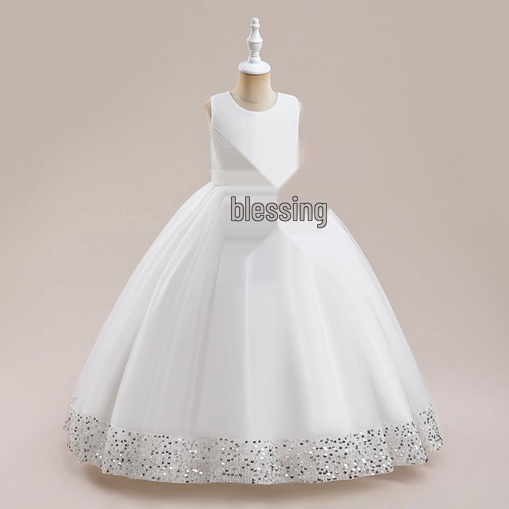 Girls' Sequin Lace Mesh Princess Dress – Evening Runway Style