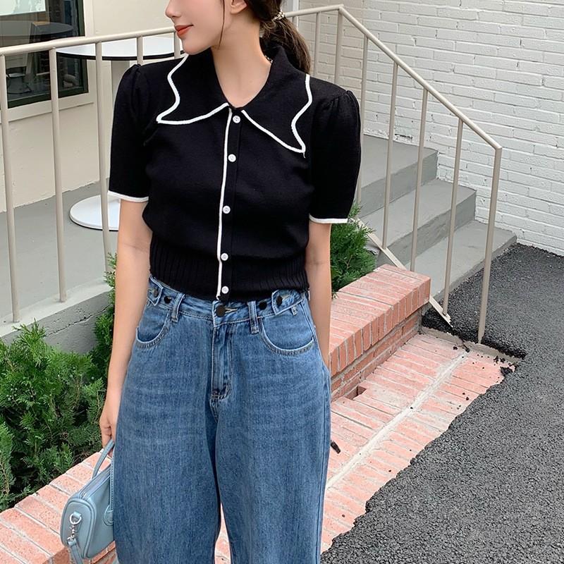 

Модная летняя тонкая трикотажная женская футболка с короткими рукавами, ветровки, повседневные летние базовые вещи, комфорт и стиль, облегающие свитера, футболки One Size чёрный