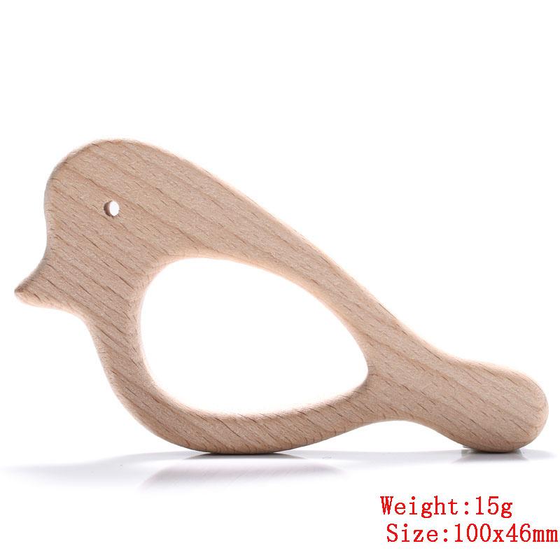 5Pcs/Lot Baby Pacifier Chain Chew Accessories Animal Shape Natural Beech Teething Wooden Teether Pendant Accessories