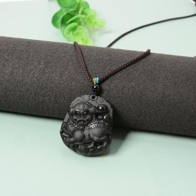 Obsidian Kirin Pixiu Lion Pendant - Unisex Jewelry