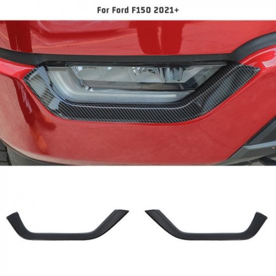 Kolfiber Främre Dimljus Lampa Ögonbrynsskydd Dekorlist För Ford F150 +