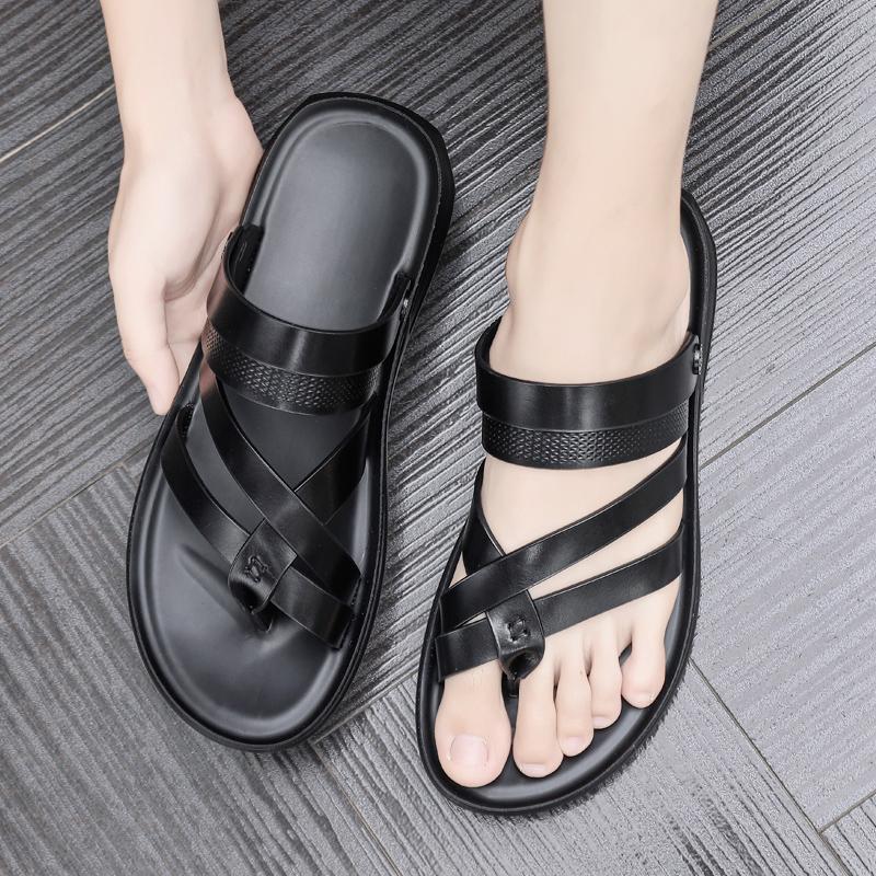 2025 Summer New Men White Leather Sandals Outdoor Comfortable Breathable Sports Casual Non-Slip Beach Luxury Sandals