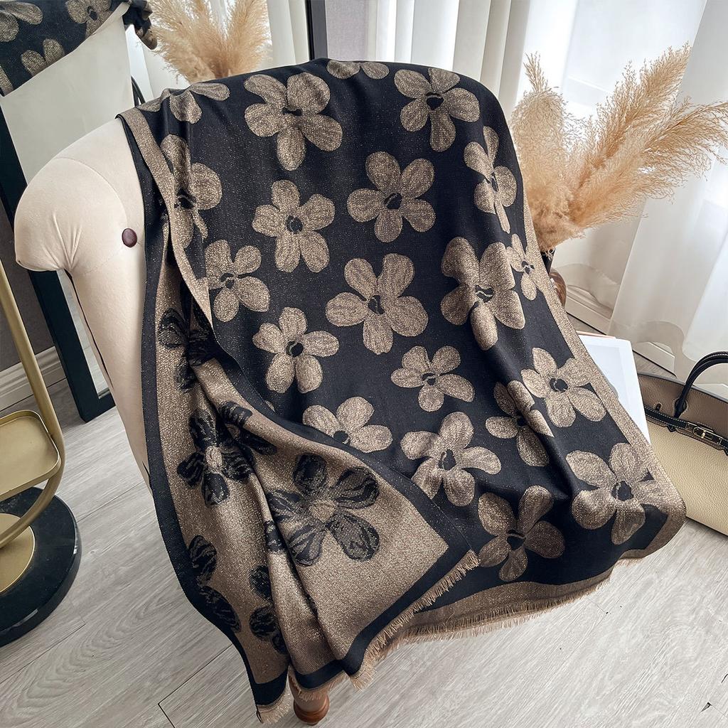 Trend Gold Thread Imitation Cashmere Thin Double-Sided Shawl Fashion Internet Celebrity Big Brand Scarf Of The Same Style