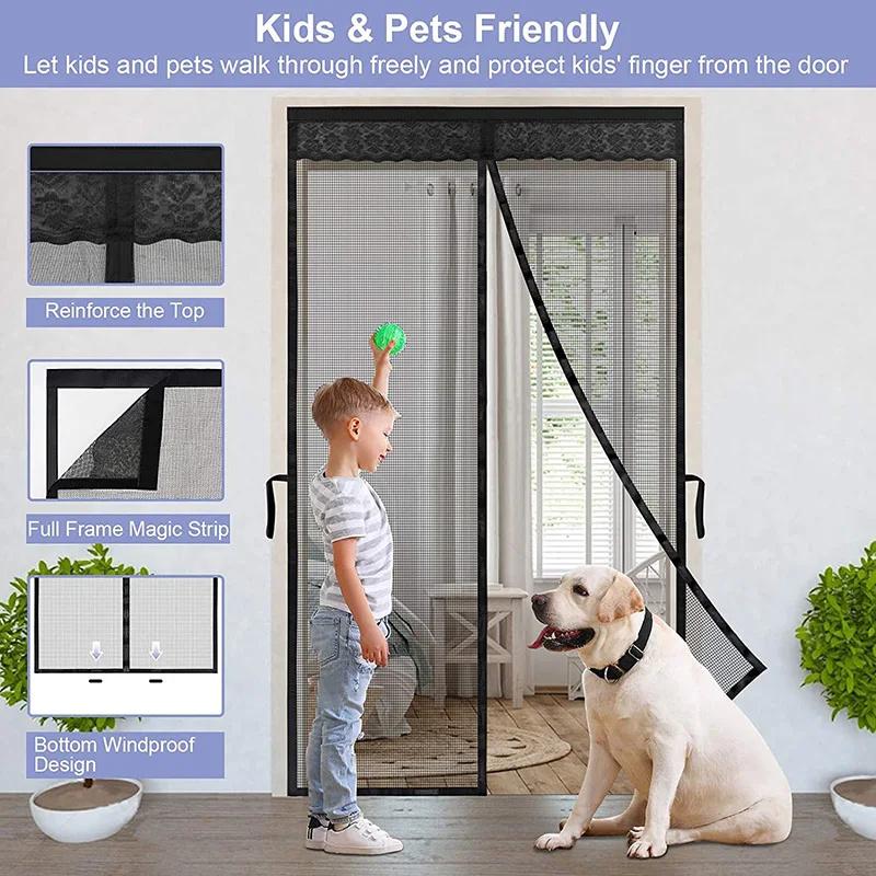 Summer Magnetic Screen Door Self Sealing Summer Anti Bug Fly Door Curtains Mesh Door Screen Kitchen Anti Bug Fly Door Screen