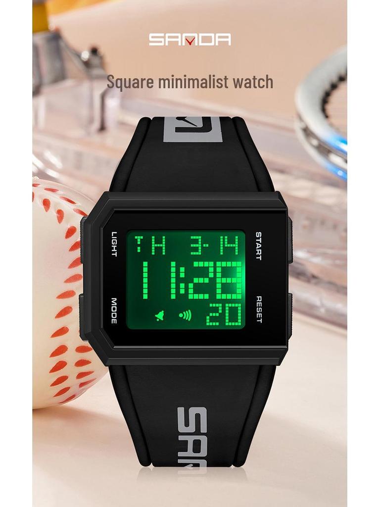 Sanda Sport Luminous Waterproof Casual Wristwatch for Students - Versatile Unisex Digital Timepiece