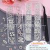 Gold & Silver Rhinestone Cross Metal Flower Nail Art Accessories