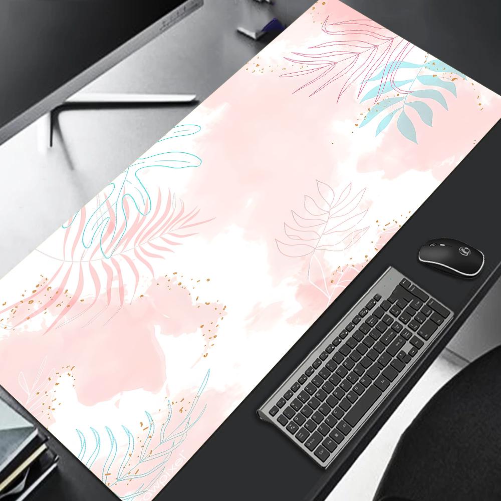 Fresh Leaf Mouse Pad Office Pink Mouse Mats Gaming Accessories Color Rug Gamer 900x400 Table Cushion Computer Desks Laptop Desk