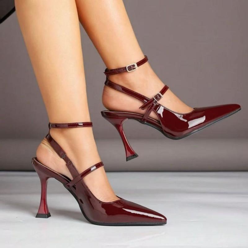 Fashion 2025 Summer Buckle Strap Women's High Heels Fashion Shallow Office and Career New Plus Size Best Seller Solid Closed Toe Sandals