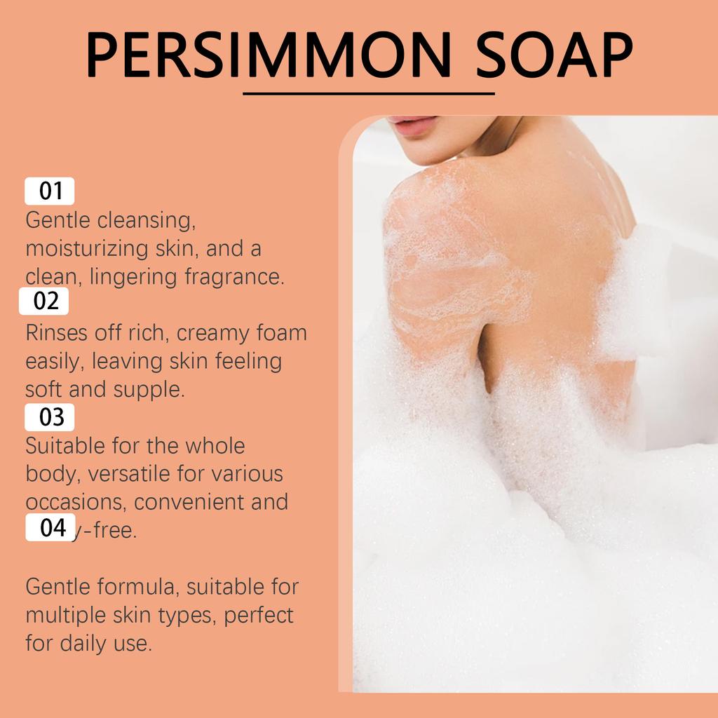 Persimmon Soap Natural Fresh Fragrance Moisturizing Bath Soap Gentle Ingredients Comfortable Cleansing Skin Care 100g