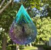 Colorful Silver Stainless Steel Raindrop Wind Spinner - 3D Foldable Ornament for Home and Balcony.