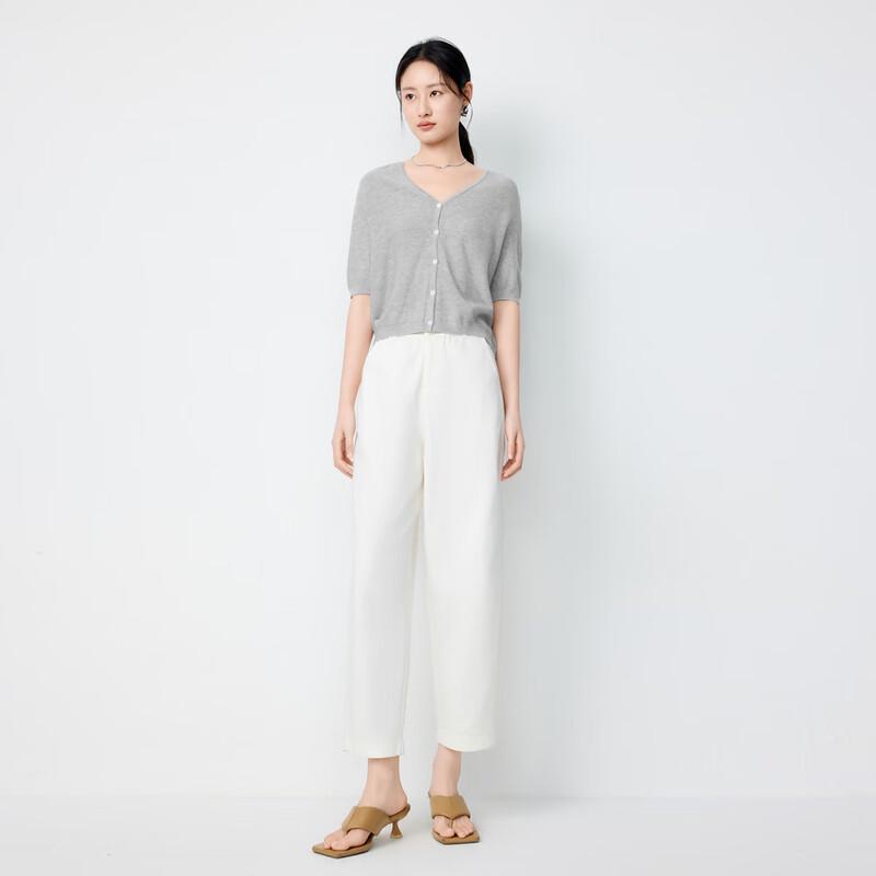 Elva' Island Women's White High-Waist Straight-Leg Casual Trousers