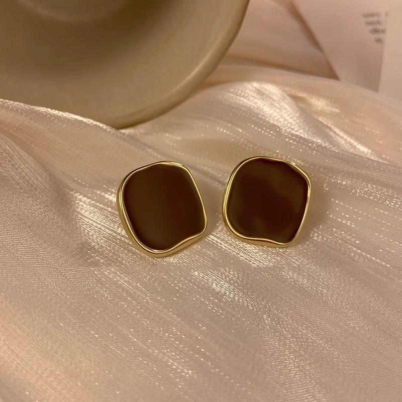 S925 Silver Needle French Retro Square Oil Dripping Earrings New Earrings Women's Niche Design Earrings