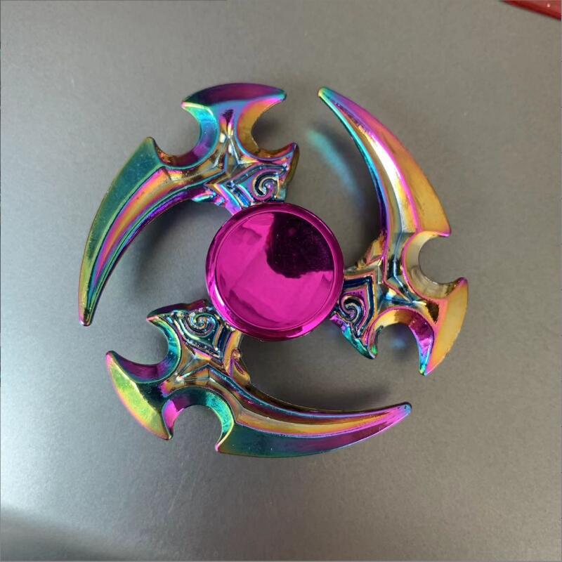 Colorful Zinc Alloy Fidget Spinner: Black Tech Stress-Relief Toy for Students and Kids.