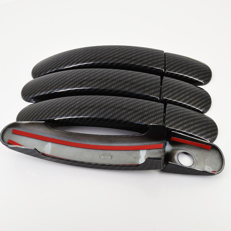 For Ford Tourneo Connect 2013-2018 Accessory Glossy Black Carbon Fibre Pattern Car Side Door Handle Covers Trim 2014 2015