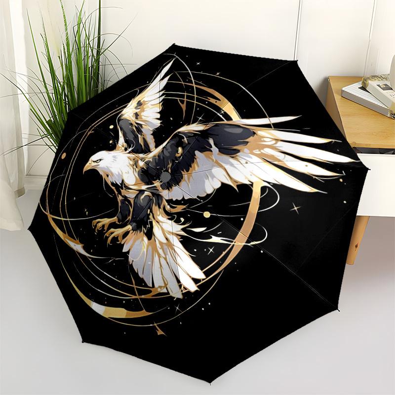 

1pc Eagle Artwork Automatic Folding Umbrella - Portable Collapsible Design, 8-Rib Iron Frame, Durable Fabric yy251125140
