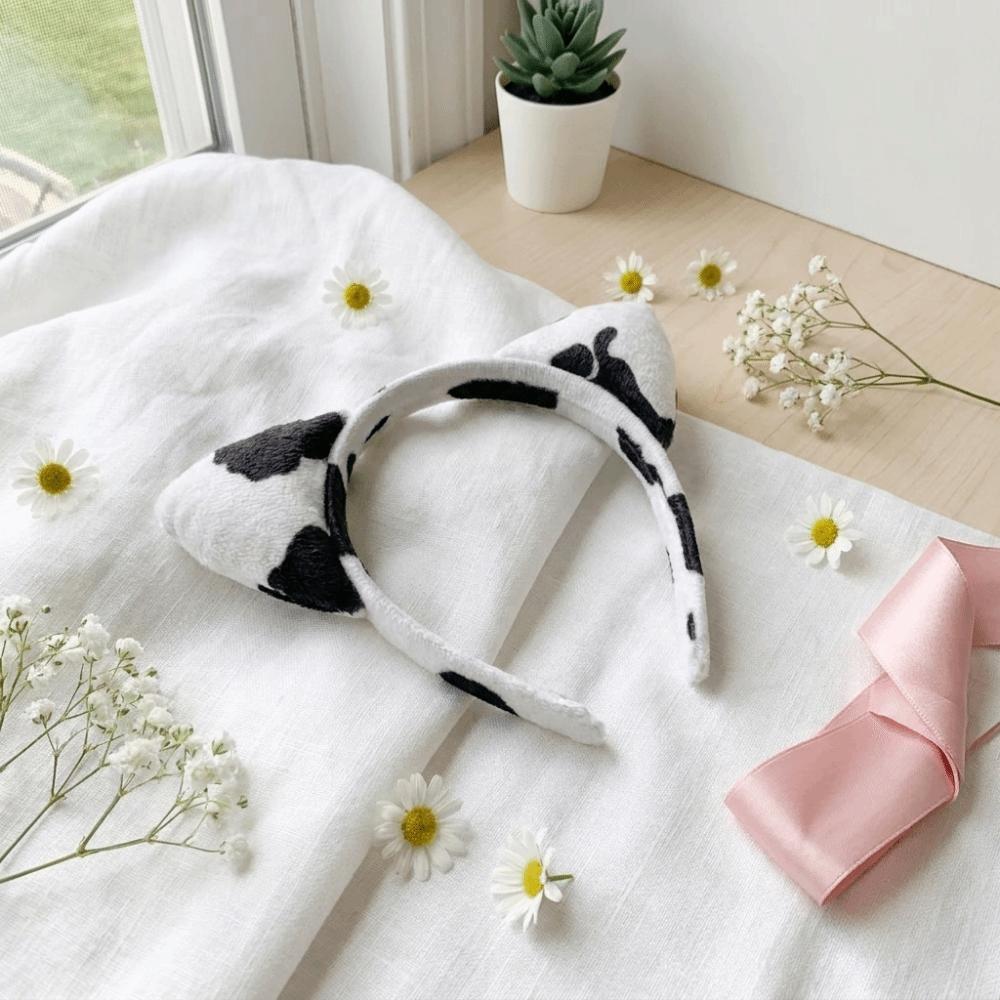 Hair-Pressing Animal Ears Hair Hoop Polyester Dairy Cow Hairband Halloween Carnival