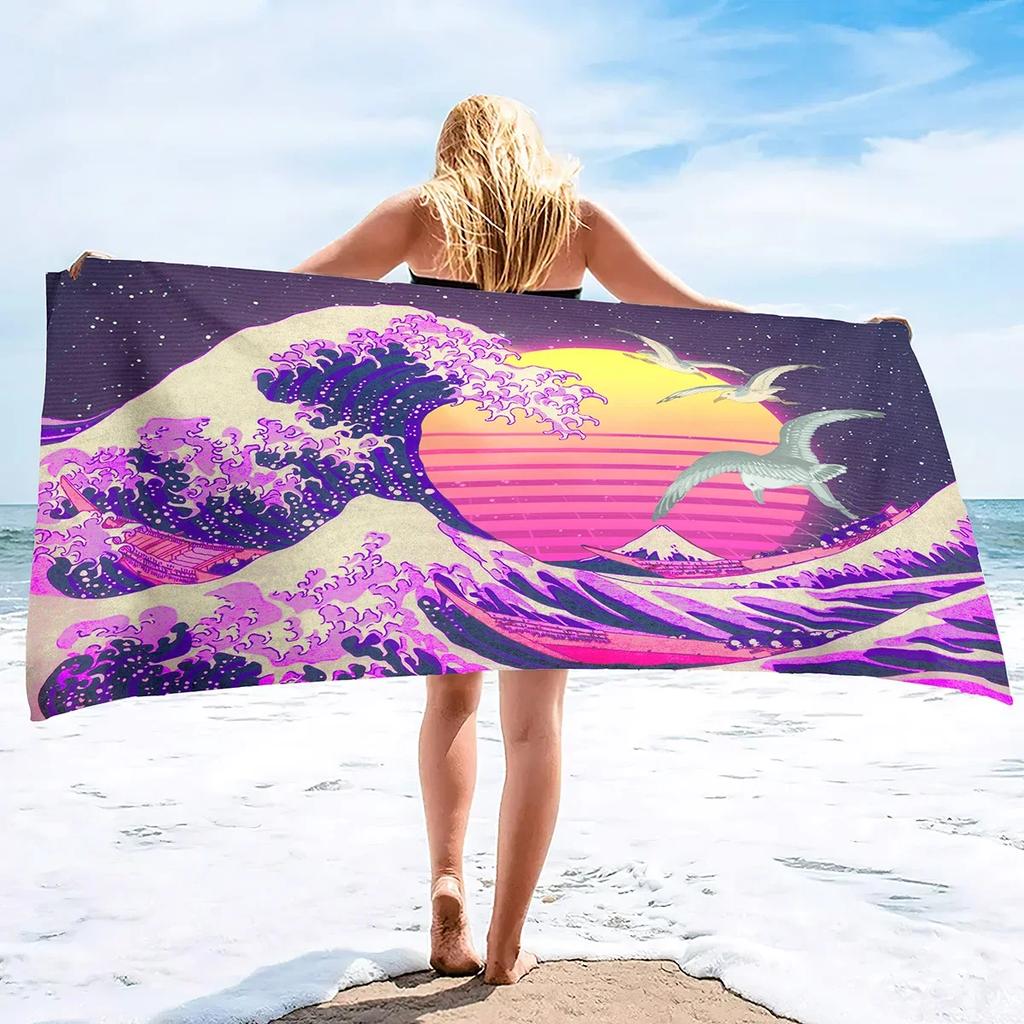 Ocean Wave Beach Towel,Oversized Quick Dry Sand Free Proof Absorbent Lightweight Beach Blanket Bath Towel Swim Sport Pool Towels