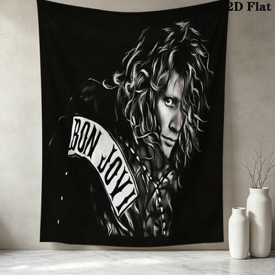 John Francis Bongiovi Jr Wall Tapestry Aesthetic Wall Hanging Printed Fabric Blanket Decorative Tapestries For Bedroom Living Room Home Decor