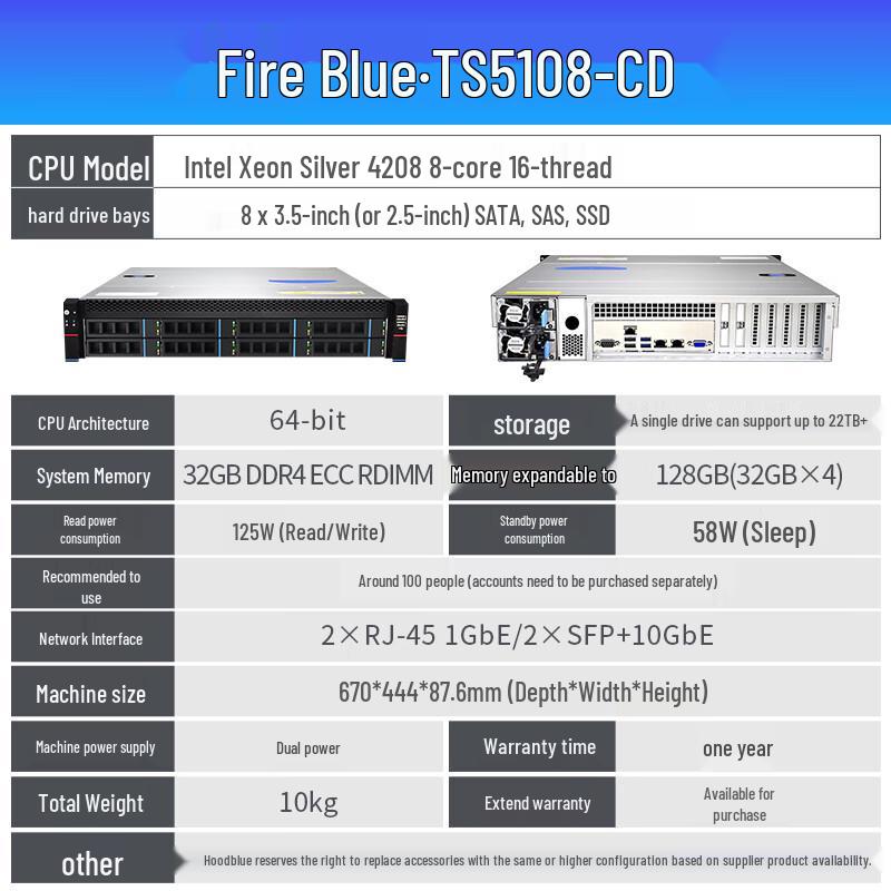 Hoodblue TS5108 8-Bay Cloud NAS Storage Server