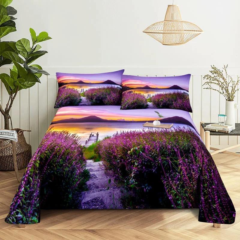 

Purple Bedding Set Queen King Size Soft Lanvender Butteryfly Bed Sheet Linens Pillow Case for Bedroom Twin Full Single Double 70x133cm 2pcs
