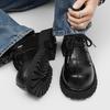 Men's thick soled derby leather shoes Casual fashion designer style Work or Business 38-46 Daily fashion young shoes Black
