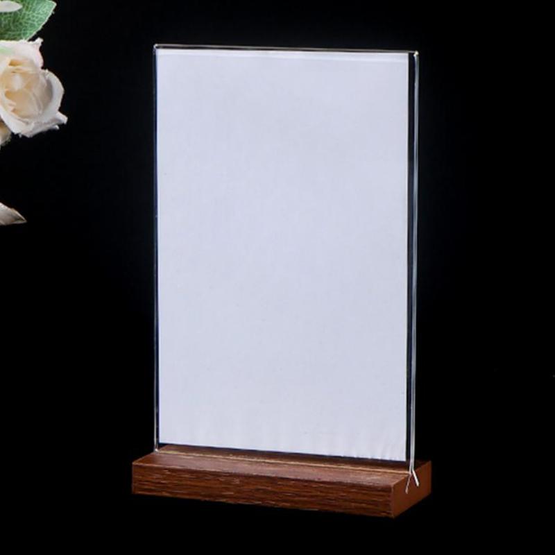 Holzbasis Tischplatte Acrylplatte Schildhalter Ständer Restaurant Bar Menü Kreidetafel Ständer Message Board Preisschild Fotorahmen
