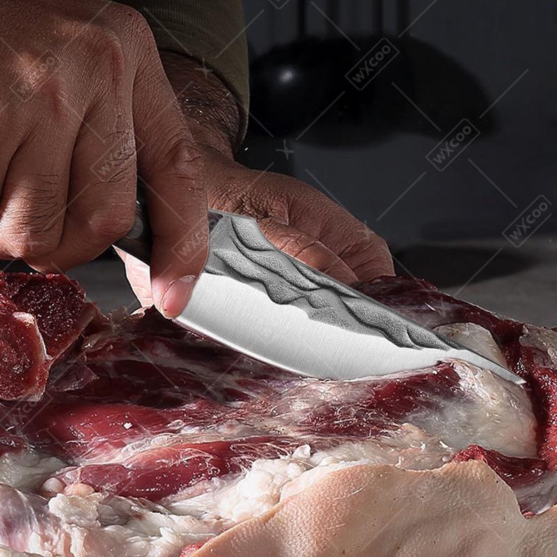 2pcS Kitchen Knife Handmade Forged Stainless Steel Boning Meat Cleaver Butcher Fruit Vegetable Chicken Bone Scissors