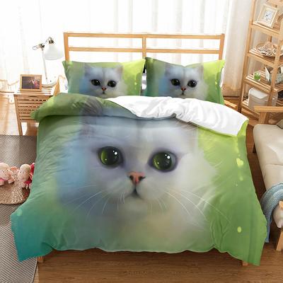Katzen Bettbezug Set Haustier Katzen Muster Einzelbettwäsche Set Süßes Kätzchen Für Jungen Polyester Mysteriöse Süße Katze King Size Bettdeckenbezug