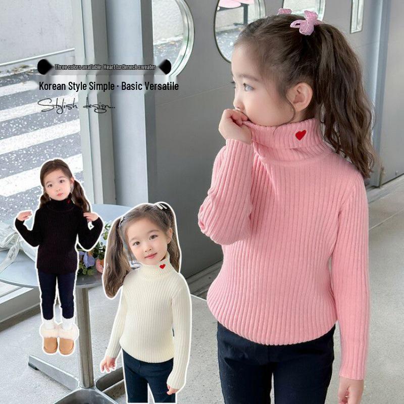 In-Stock Girls' Turtleneck Sweater: Stylish Knitted Base for Autumn & Winter