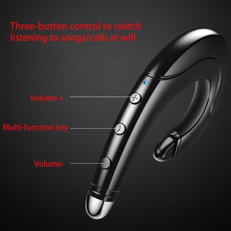 Stereo Ear Hanging Earbud Waterproof Wireless Active Noise Cancellation Earphones Mic Hifi Heavy Bass Sports Running