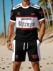 Casual Athletic Set Breathable Outdoor Leisure Men'S Round Neck T-Shirt Shorts Set Summer Digital Print Print Set Men Adult