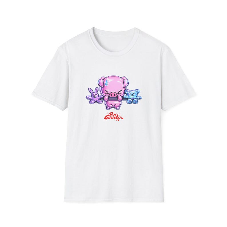Pink Pig with Plushies T-Shirt | Kawaii Animal Tee, Retro Modern Illustration 160