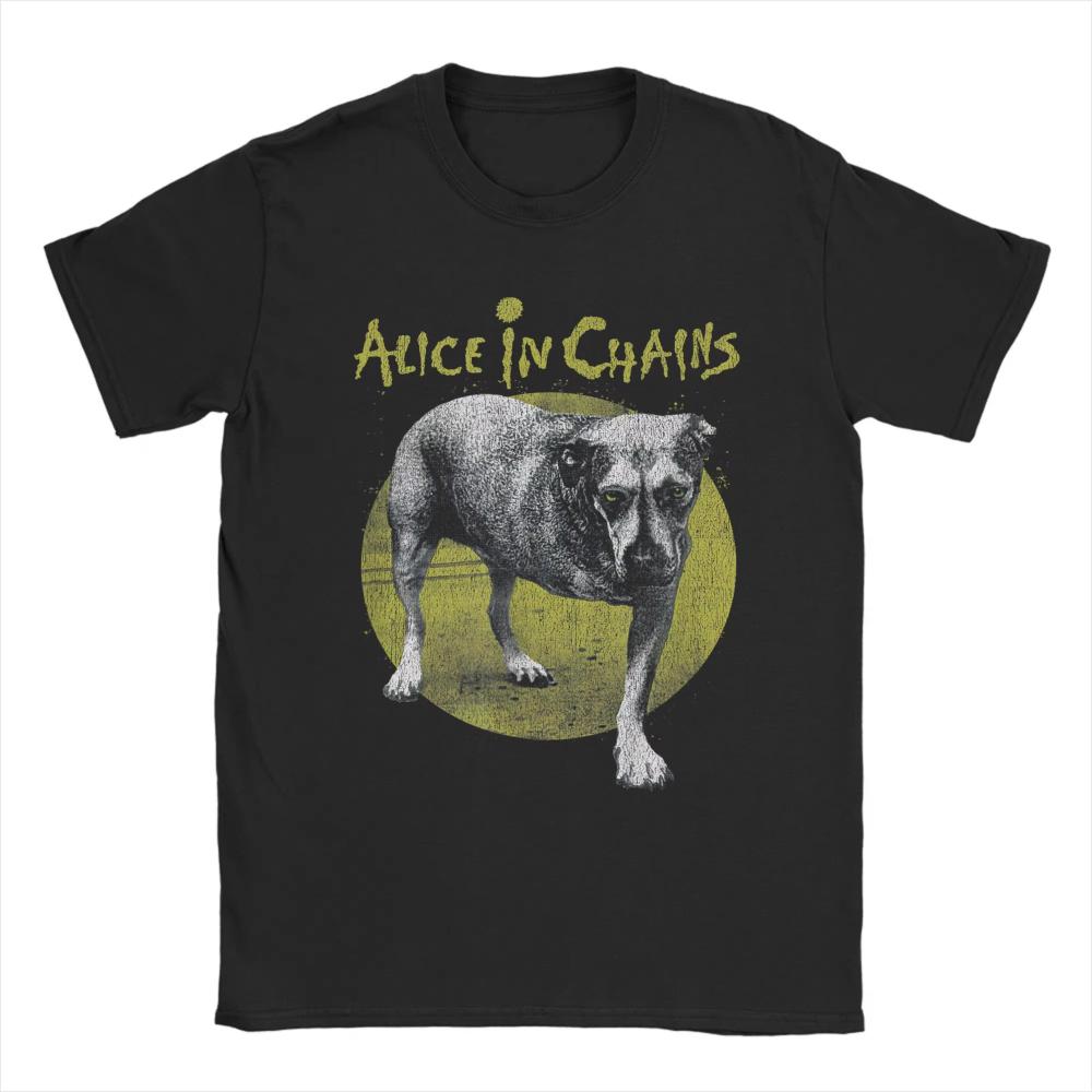 

Новинка Футболка с собакой группы Alice in Chains Мужская с круглым вырезом Хлопковые футболки Тяжелый металл Музыка Одежда с коротким рукавом S