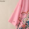 ZANZEA Women Summer Round Neck Long Sleeve Loose Floral Blouse