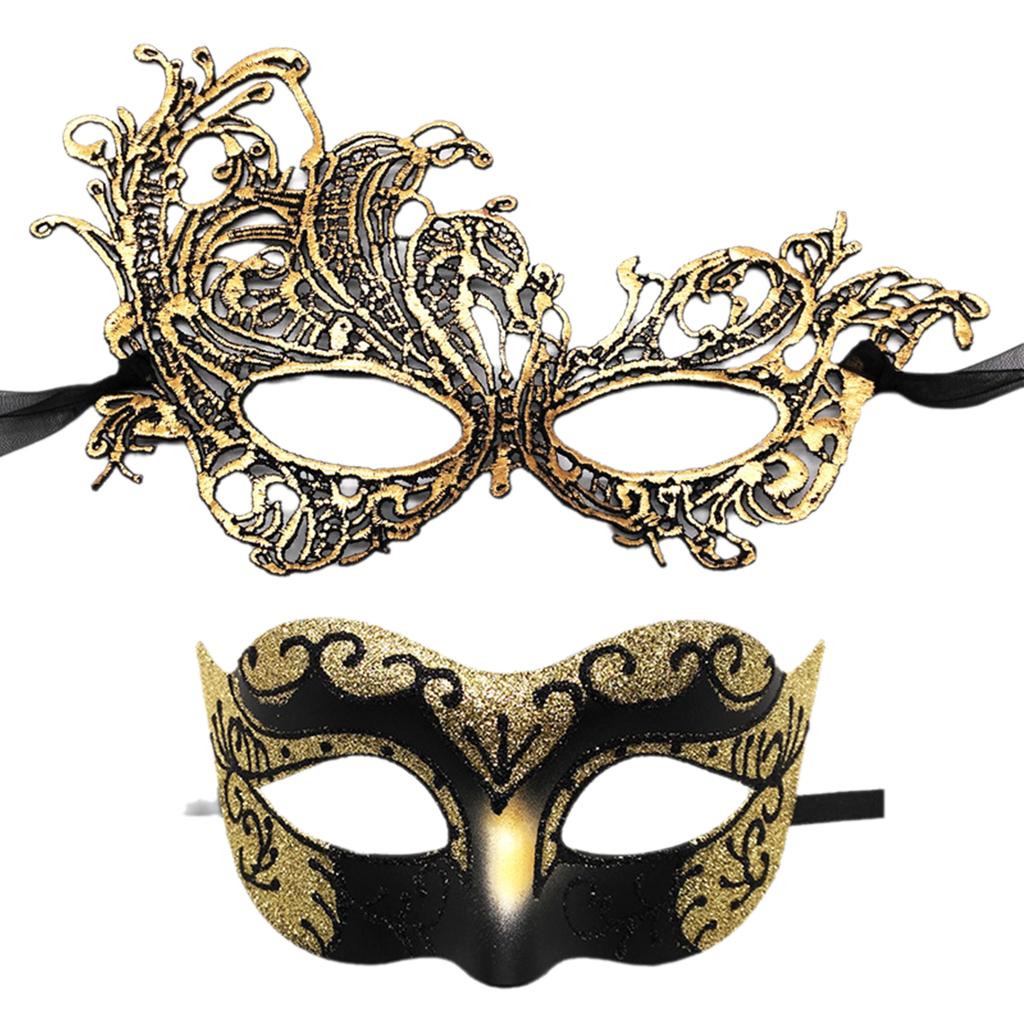 Set of 2 Elegant Party Masks Accessory Luxurious His And Hers Half Face Jazz Masks For Costume Balls And Themed Events