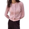 2026 New Soft Round Neck Hollow Out Women's Cardigan - European American Elegant Lazy Style Knit Sweater Coat.