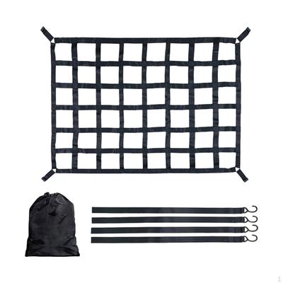 Cargo Net for Pickup Truck Bed Mesh Organizer 4 Hook Ropes Compatible Buckles Black