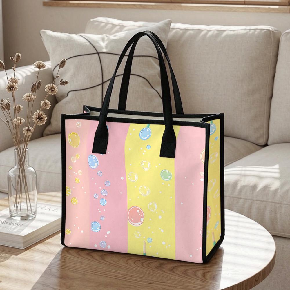 Cute Bubble Print Tote Bag Fashion Casual Daily Use Large Capacity Lightweight Shoulder Handbag