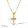New 18K Gold Stainless Steel Cross Inlaid with Zircon Necklace, Personalized, Fashionable and High-end Pendant