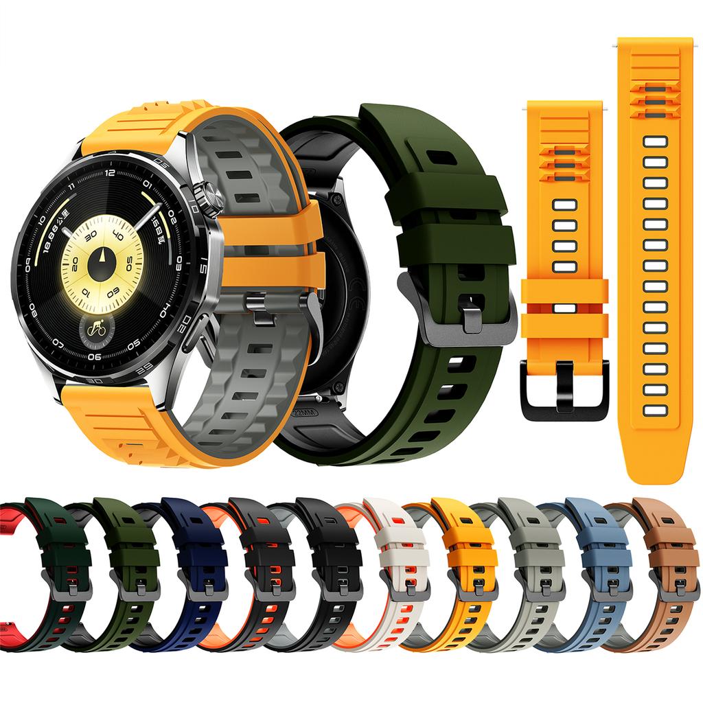 22mm Dual Color Silicone Strap for Samsung Galaxy Watch3 45mm/Watch 46mm/Gear S3 Classic Replacement Watch Band