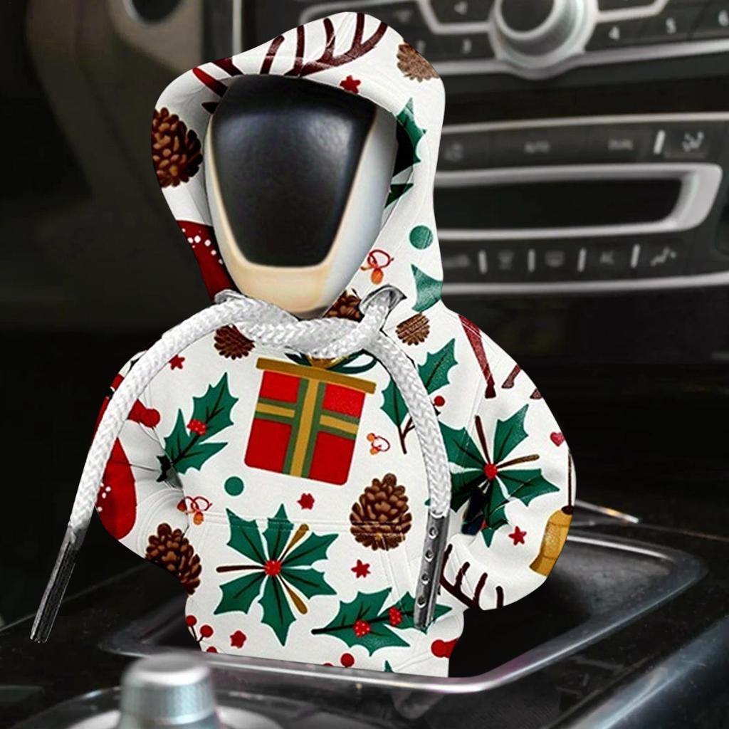 Bluza z kapturem ze zmianą biegów Świąteczna Mała Pokrowiec na gałkę zmiany biegów Zabawny ochraniacz na Święta Urodziny Podróżowanie Jazda Zimowe Wycieczki Drogowe