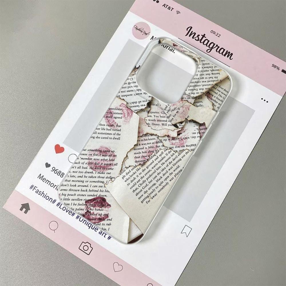 Hand torn newspaper with lip print Phone Case For iPhone 17 17Air 16 15 14 13 12 11 Pro Max 16 Plus Matte Shockproof Soft Cover iphone 14